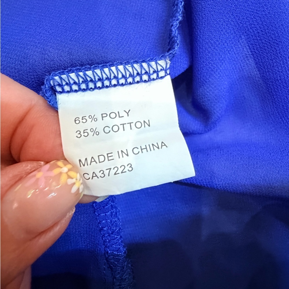 Creation Sheer Blue Button Front Tunic Blouse Longline Shirt 3/4 Sleeve medium - Picture 6 of 10